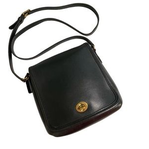 Authentic Vintage Coach Black Companion Flap Bag